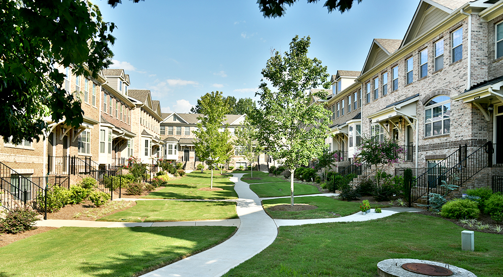 Typical townhouses on Georgia suburbs with a courtyard in the middle
