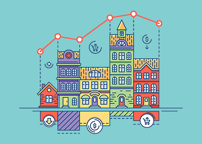 Real estate market. House sale and buy home, vector illustration